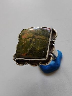 Unakite sterling silver ring from African artisan